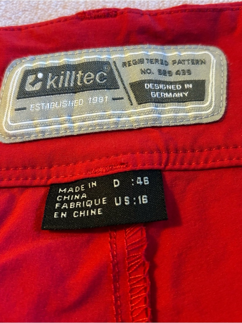 Killtec red long shorts size 16 stretch hiking gorpcore outdoors - Picture 3 of 9